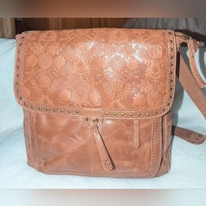 The Sak Ventura Convertible Tan Embossed Leather Backpack